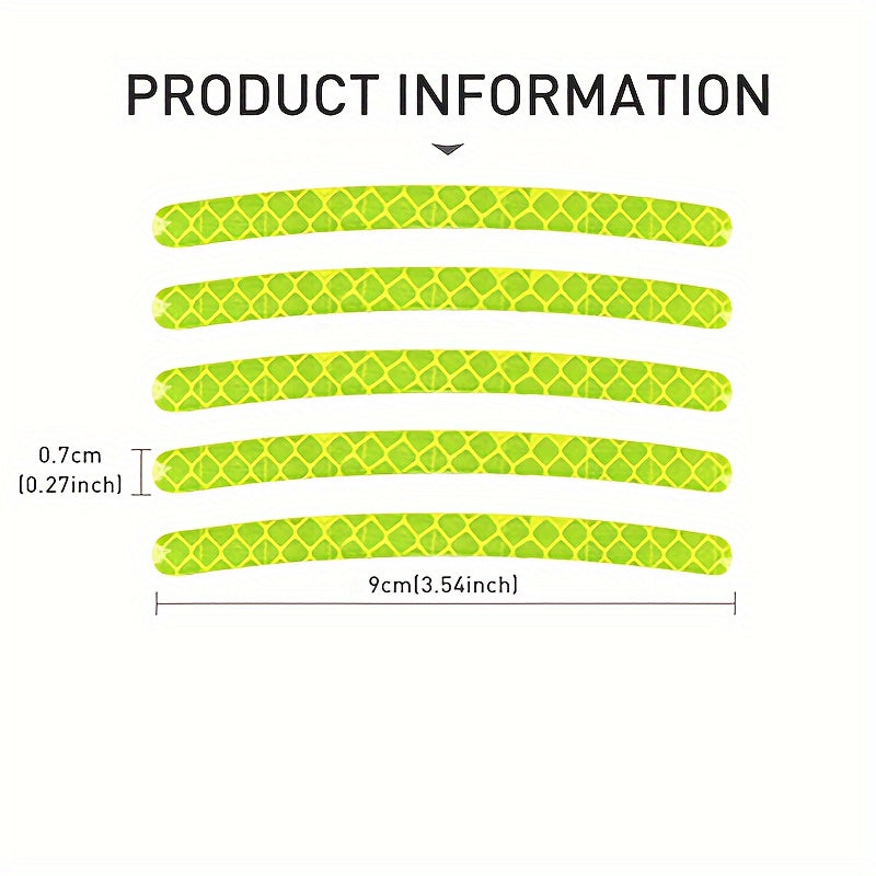 20pcs Reflective Wheel Hub Stickers Glow-in-the-Dark Safety Decals for Cars, Motorcycles, Bicycles