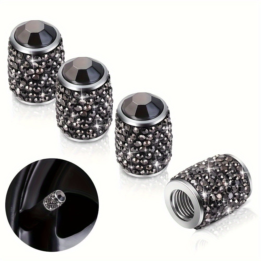 4 Pcs Pink Crystal Rhinestone Car Tire Valve Stem Caps Universal for Cars Trucks