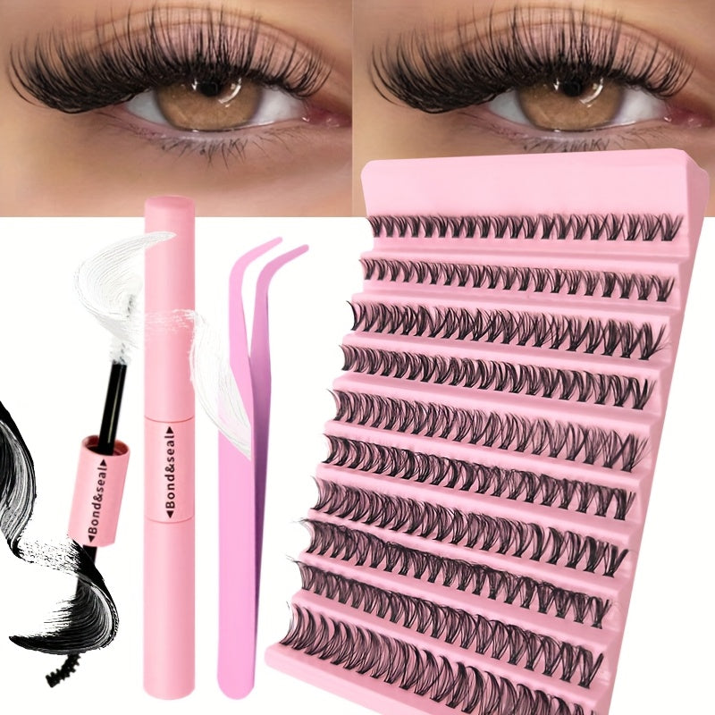 Eyelash Extension Kit 200 Pcs Natural Sticky Clusters for Self Application