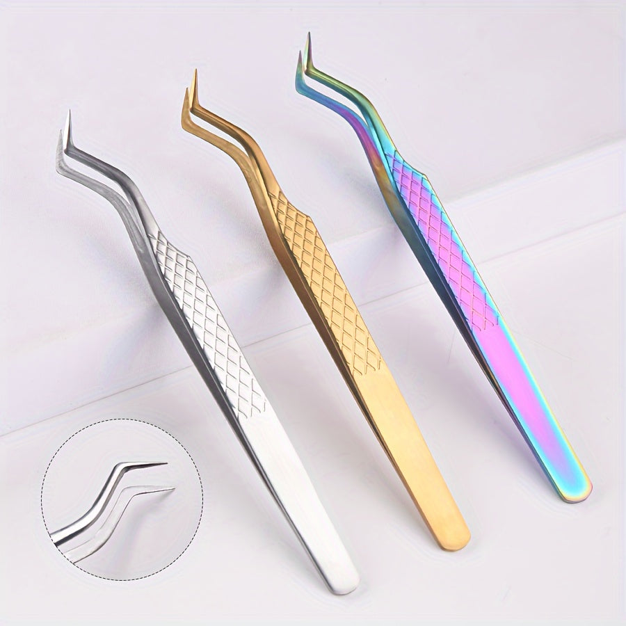 Унисекс набор пинцетов для ресниц из нержавеющей стали, прецизионное прижигание, зажим для накладных ресниц