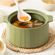 Large 2.8L Green Ceramic Casserole with Handle Non-Stick Cooking Pot