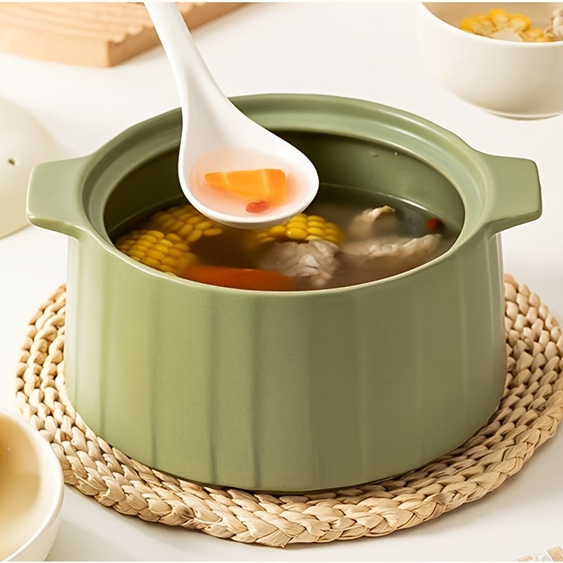 Large 2.8L Green Ceramic Casserole with Handle Non-Stick Cooking Pot