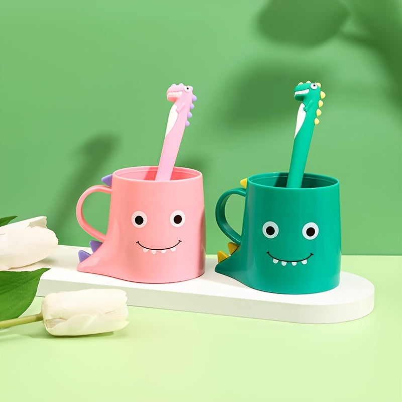 Vaso de enjuague bucal con patrón de dinosaurio y asa para uso en baño