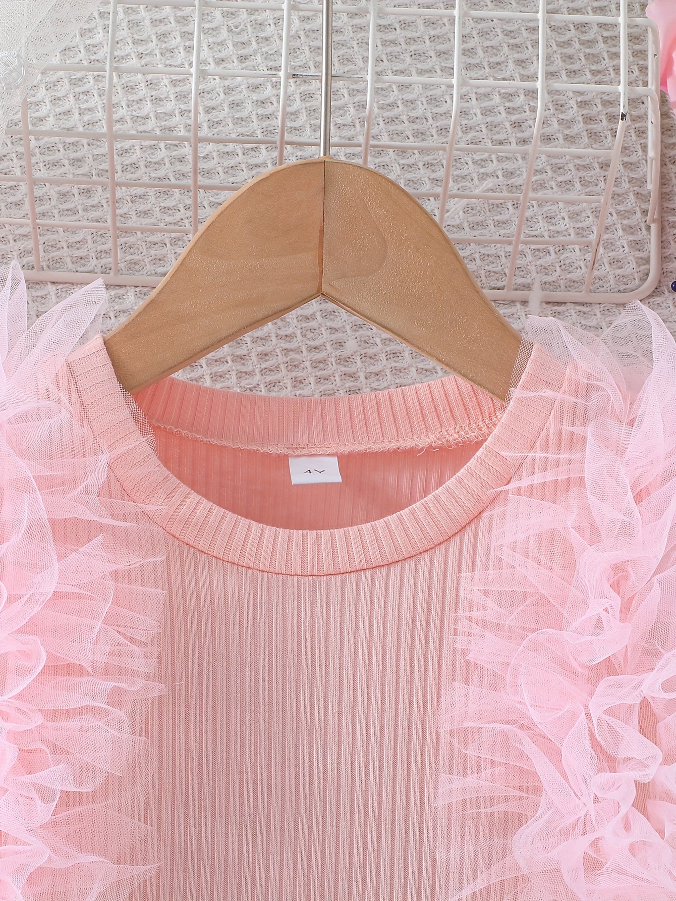 Girls Tulle Sleeve Bodycon Dress for Summer with Ruffle Details