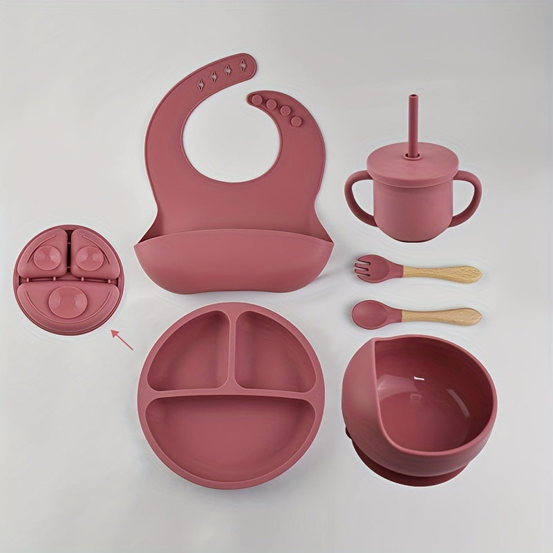 Set of 6 Baby Silicone Tableware Plates and Bowls with Suction Cups and Spoons for Toddler Feeding