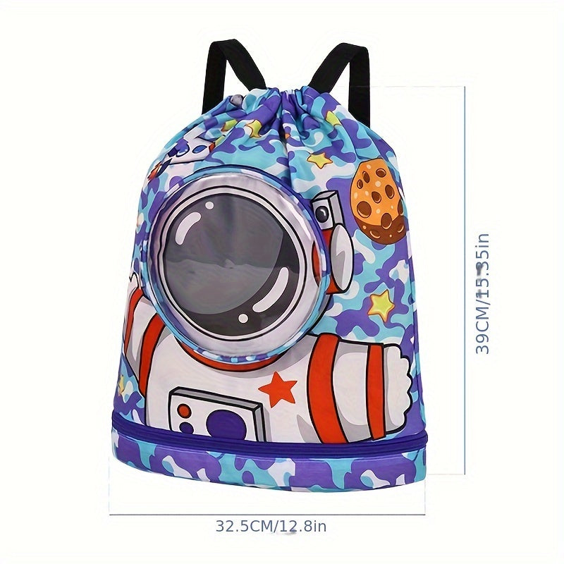 Purple Waterproof Sports and Travel Bag with Dry Wet Separation and Cartoon Design