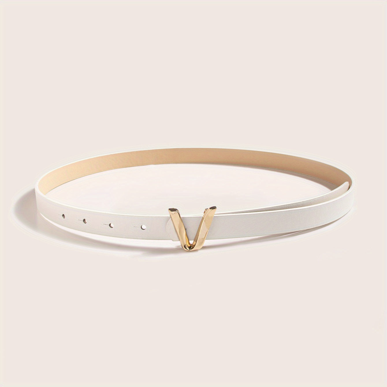 Women's Gold Belt with V-Shaped Buckle Minimalist Fashion Accessory
