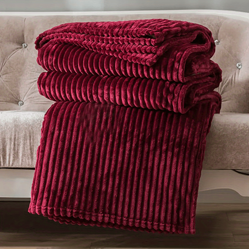 Solid Color Flannel Blanket Soft Warm Cozy Bed Sofa Office Gift