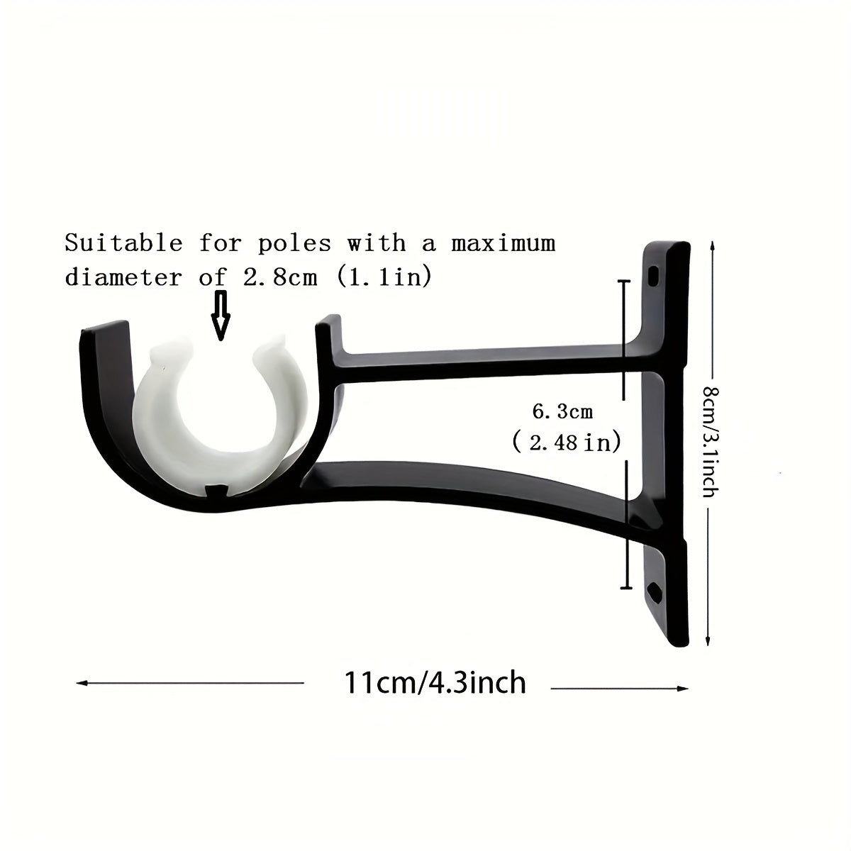 Two Pieces Metal Curtain Rod Brackets Thickening Shower Curtain Mounting Hardware