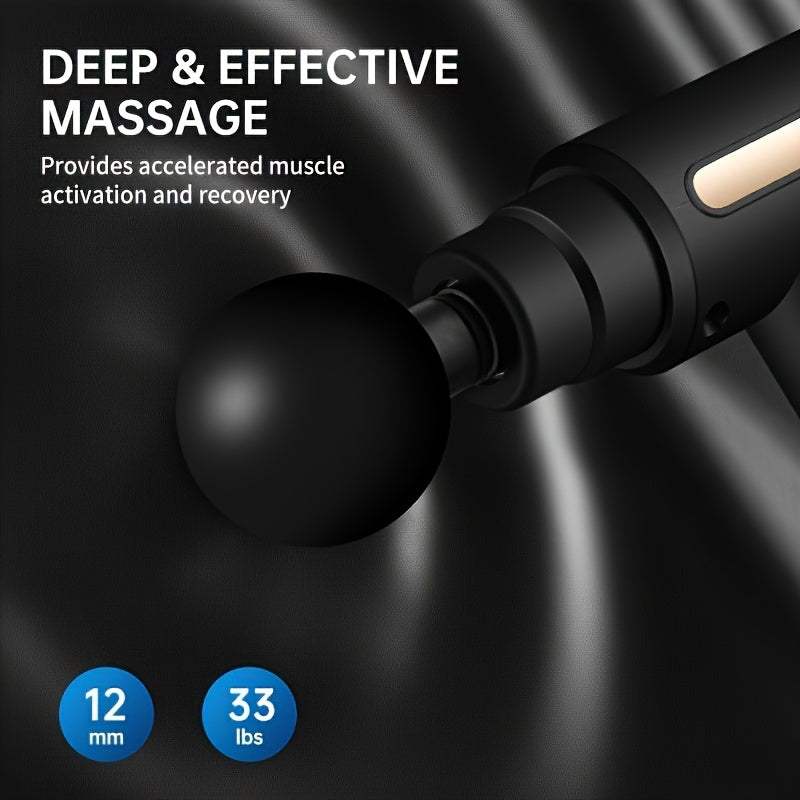 Portable Massage Gun with LED Touch Screen Rechargeable Lithium Battery 4 Interchangeable Heads Lightweight