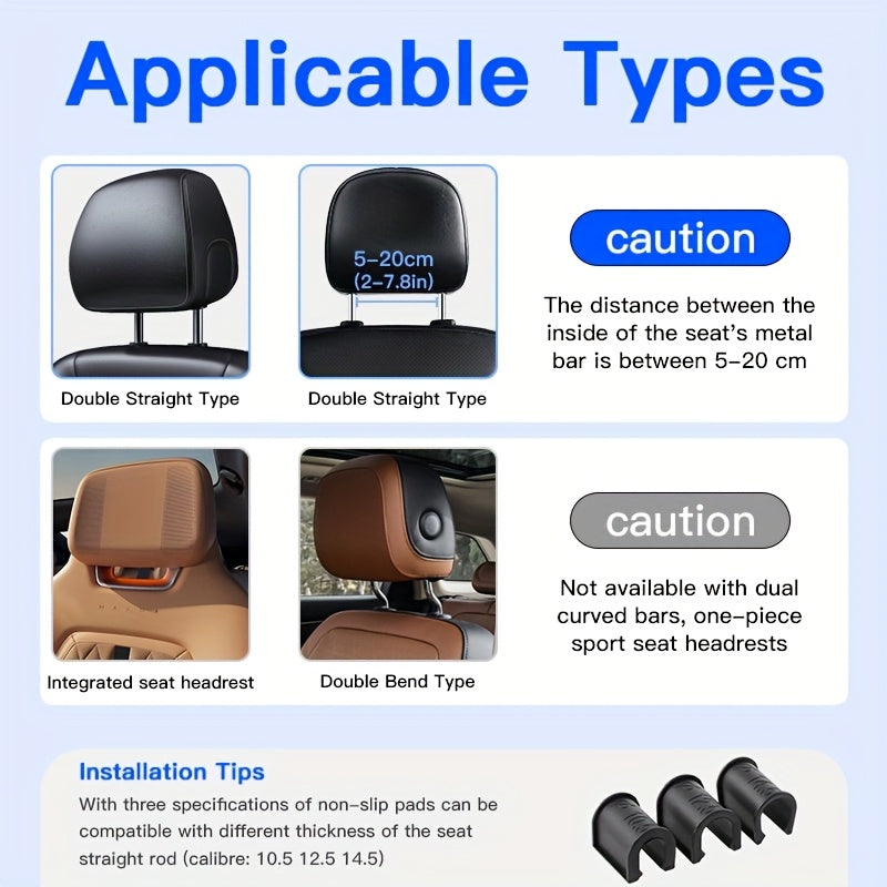 Adjustable Ergonomic Car Headrest with Memory Foam and Side Pads