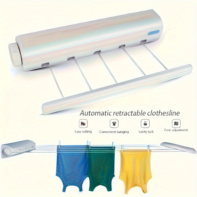 Telescopic Clothes Drying Rack with Spring Mechanism Four or Five Line Clothesline Multi-functional Laundry Towel Drying Rack