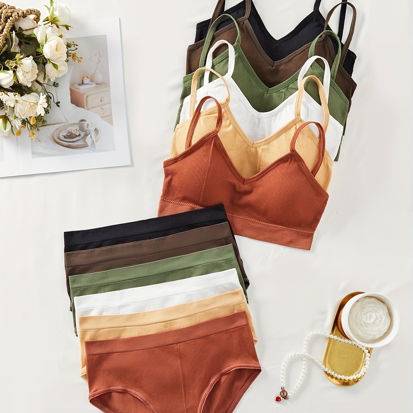 Seamless Lingerie Set for Women with Breathable Fabric and Comfortable Fit (6 Pack)