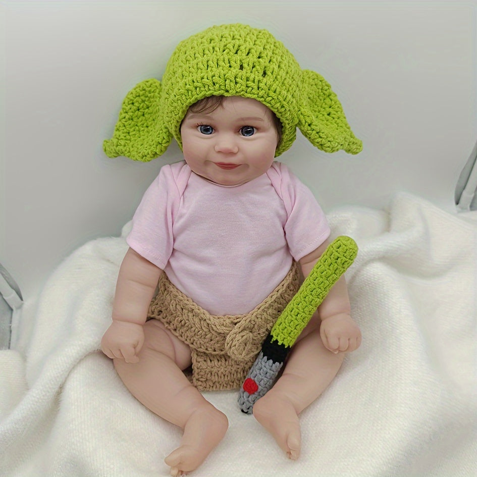 Crochet Baby Yoda Costume for Newborns and Toddlers Knit Hat and Diaper Cover Mixed Colors