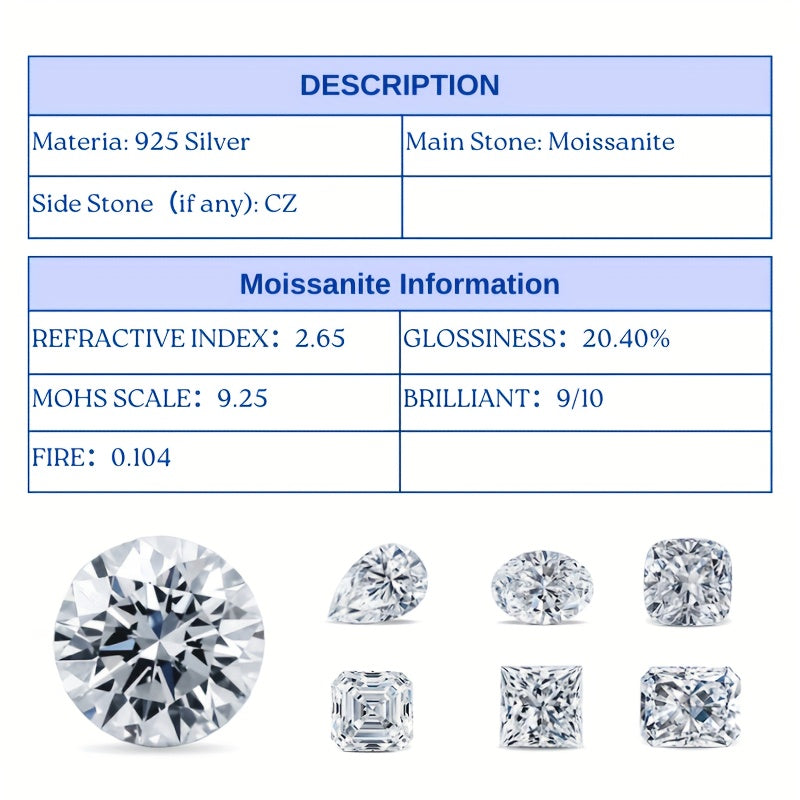 10 Carat Moissanite Engagement Ring in Sterling Silver for Weddings and Parties