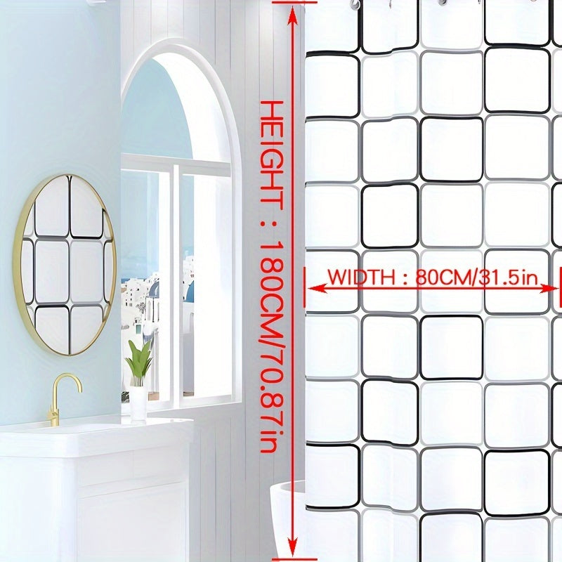 EVA polietilen tekis hammom pardasi, mustahkam metall grometlar va plastik tutqichlar bilan, suvga chidamli va yengil, barcha mavsumlar uchun kosmik mavzudagi dush bo'linmasi