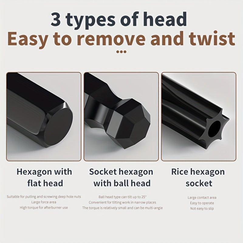 L-Shaped Hex Key Set Nine-Piece High Hard Alloy Allen Wrench Tool