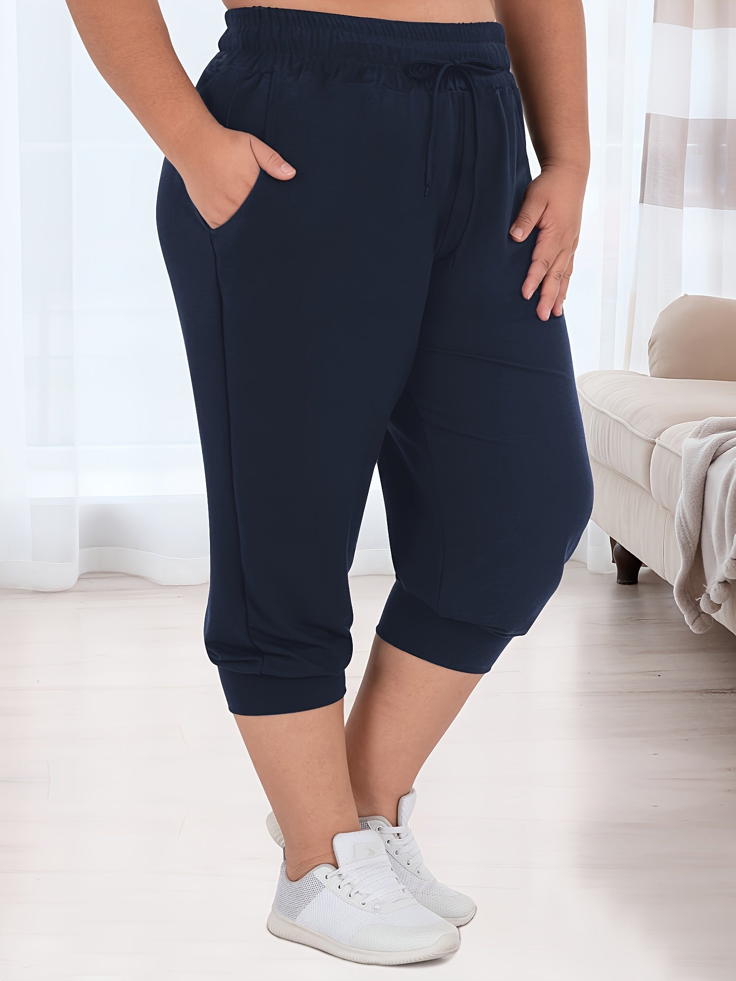 Plus Size Loose Fit Jogger Pants with Drawstring Waist and Pockets