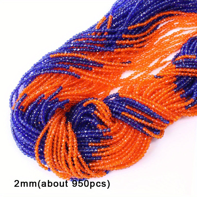 950 Pieces 2mm Faceted Glass Beads Gradient Colors for Jewelry Making and DIY Crafts