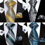 Men's Necktie Set with Cufflinks, Striped Fashion for Business and Parties