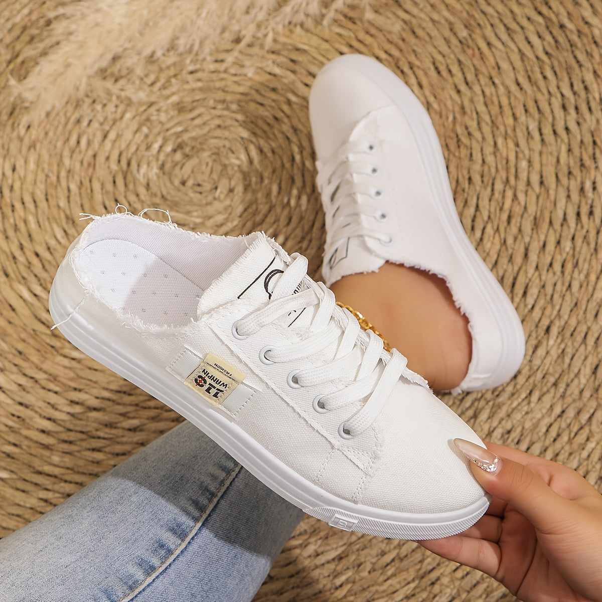 Women's Slip-On Skate Shoes with Breathable Fabric and Non-Slip Sole