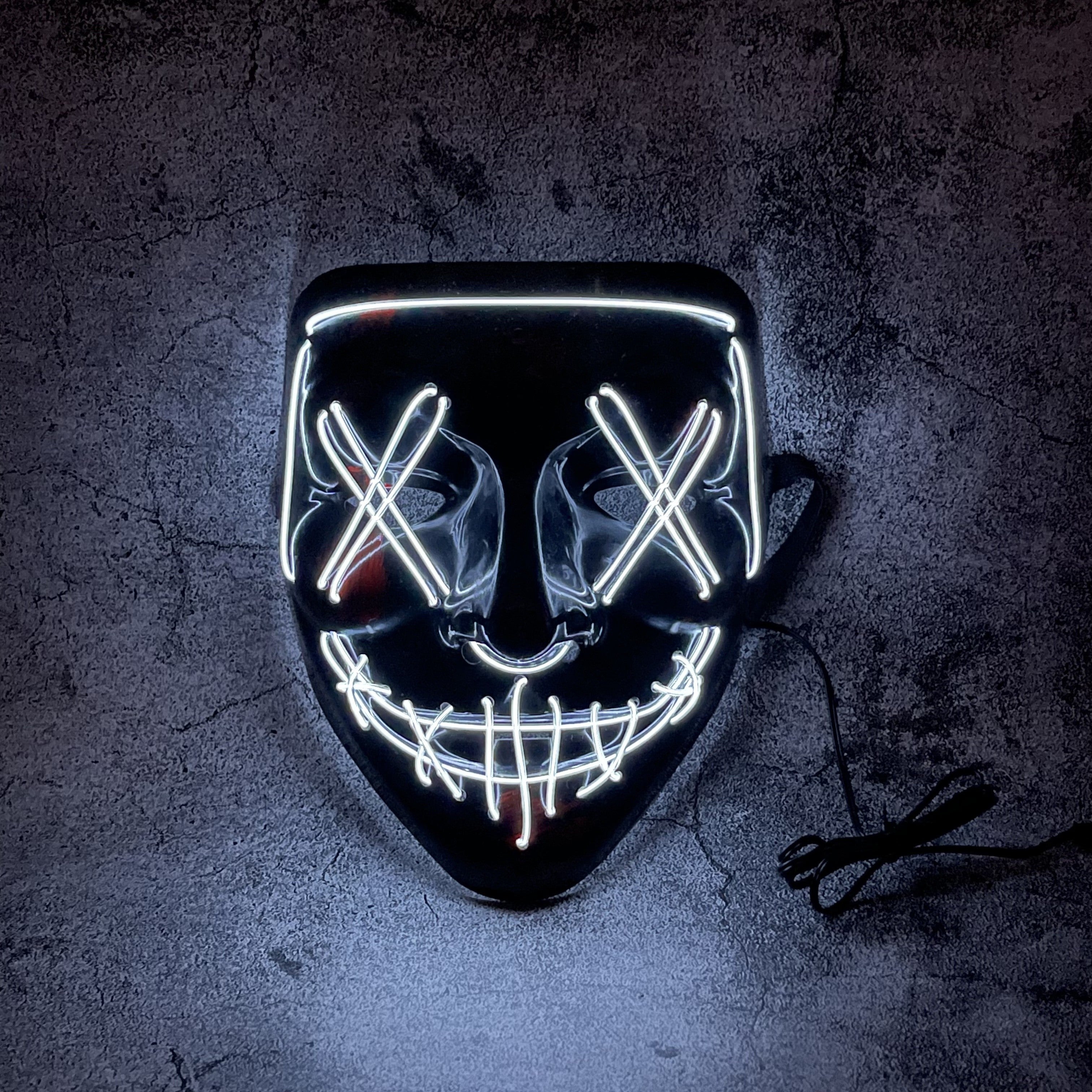 Máscara de payaso LED para Halloween y fotografía con 8 opciones de color, alimentada por batería