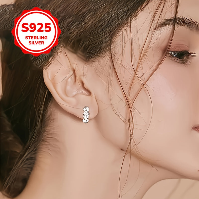 Pendientes de aro de plata 925 con diseño floral, estilo bohemio vintage para uso diario y regalos