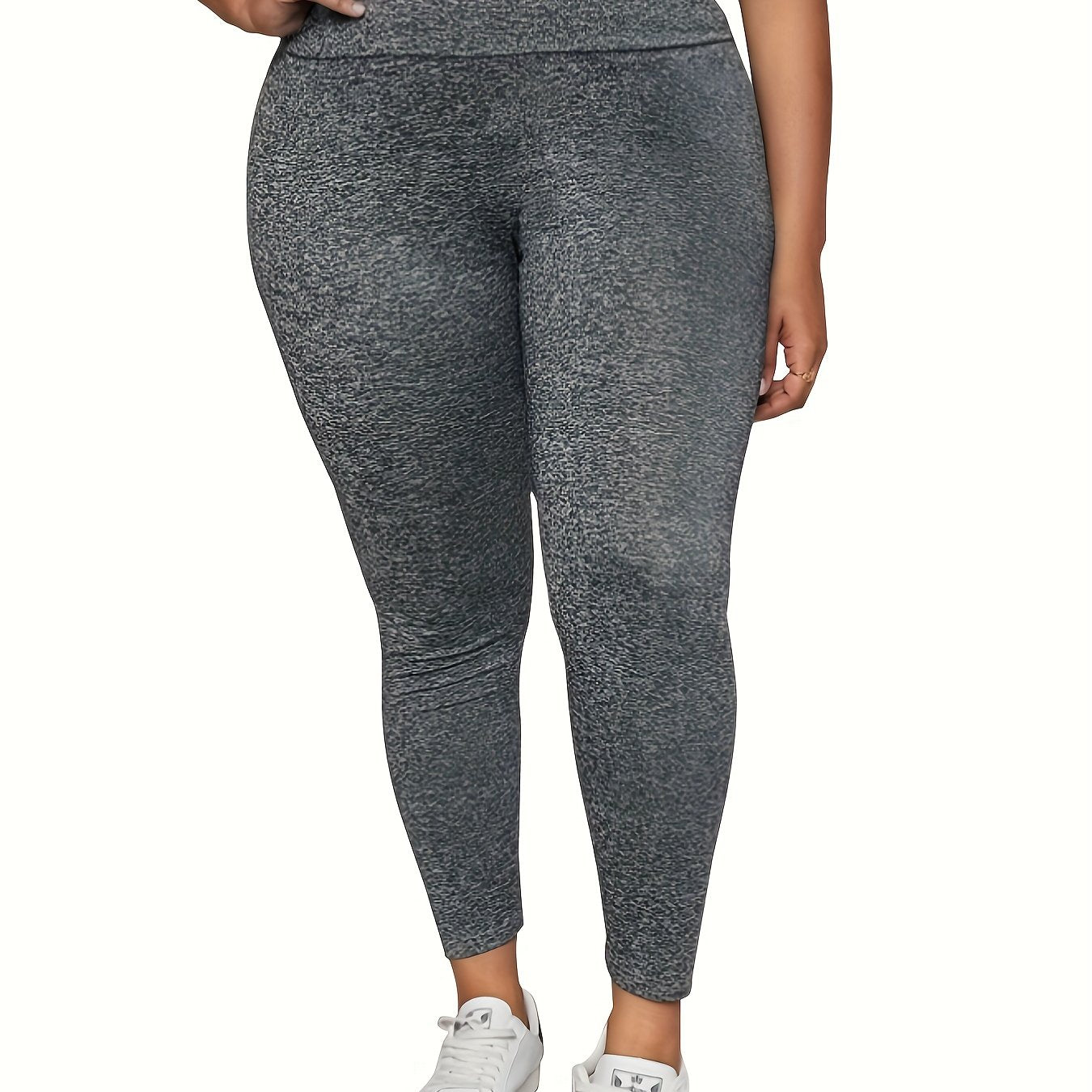 Women's Plus Size High-Waisted Yoga Leggings Tummy Control Pink