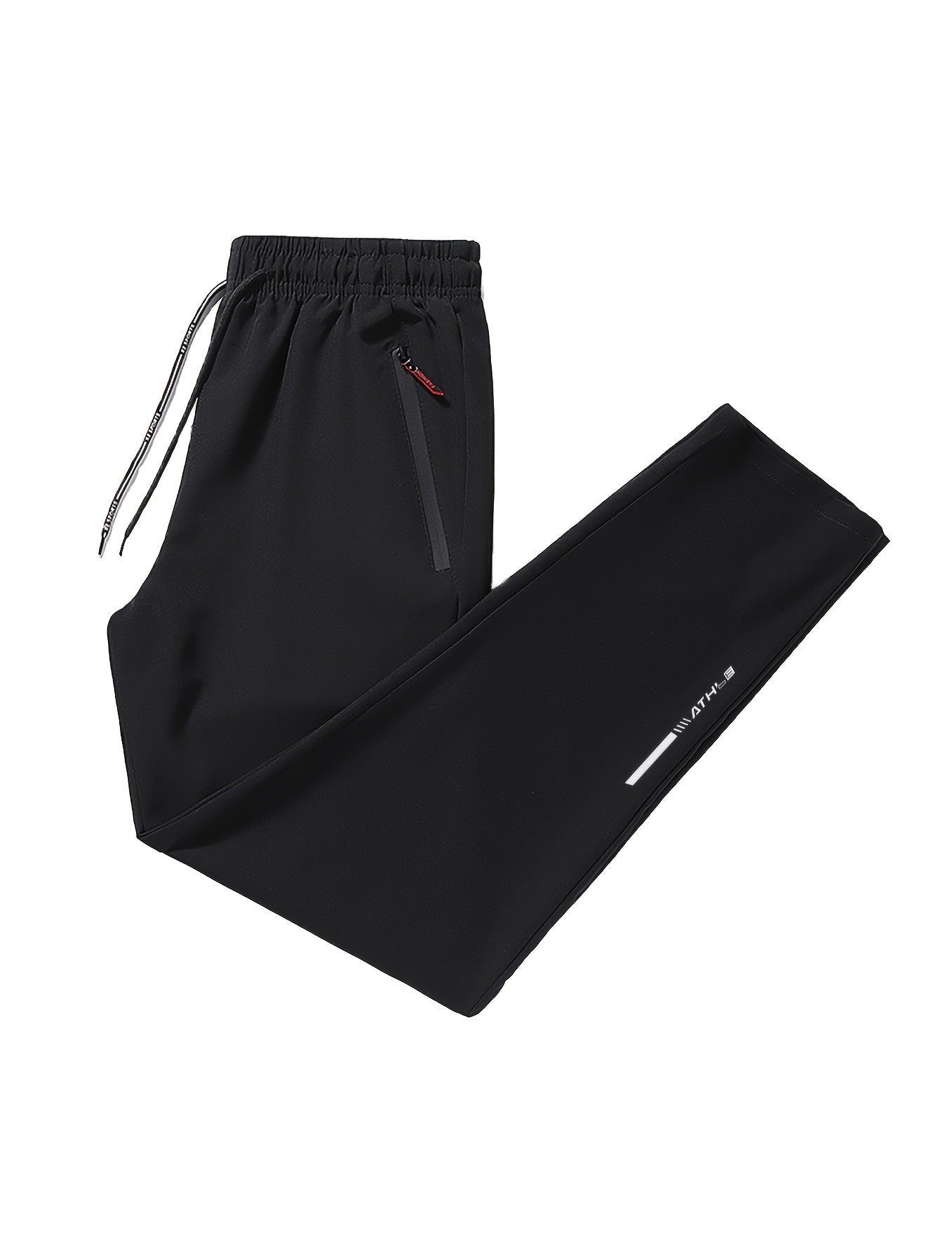 Men's Summer Casual Sports Pants Breathable Polyester Regular Fit Zipper Print