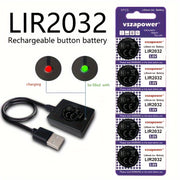 Rechargeable Button Battery for CR2032 LIR2032 LIR2025 LIR2016 Compatible with Charger Options