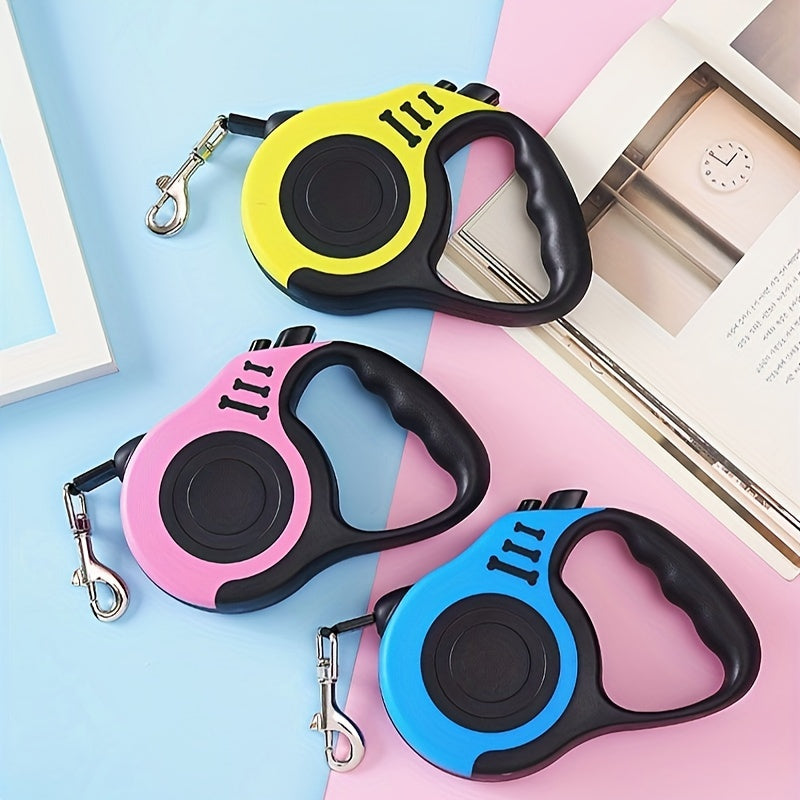 Retractable Dog Leash 10 Feet for Small to Large Dogs Blue and Black with Bone Handle