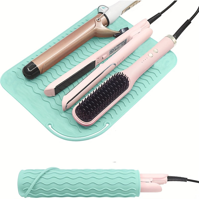 Tapete de viaje resistente al calor de silicona para herramientas de peinado 21x16 cm