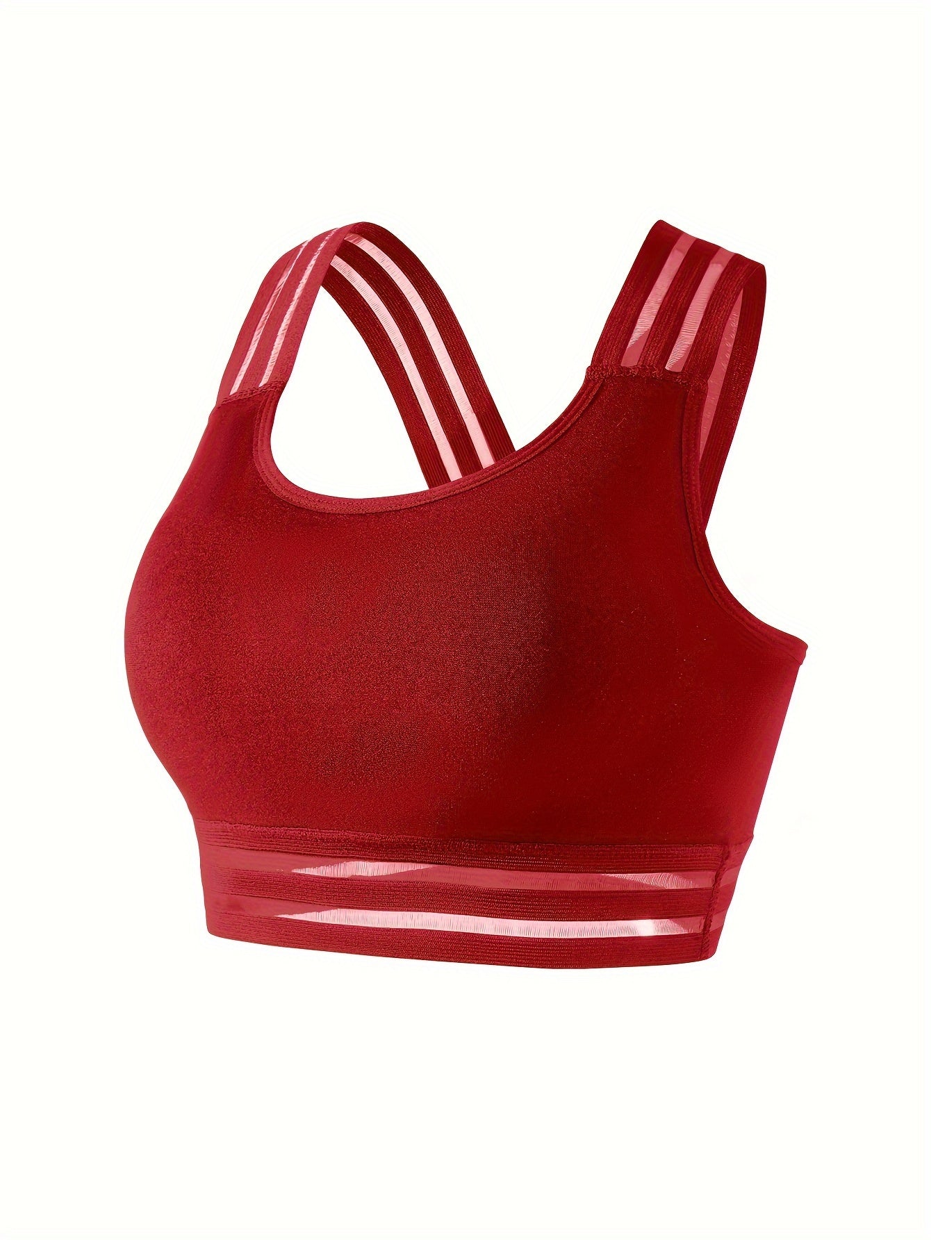 Women's Seamless Striped Sports Bra with Cross Back