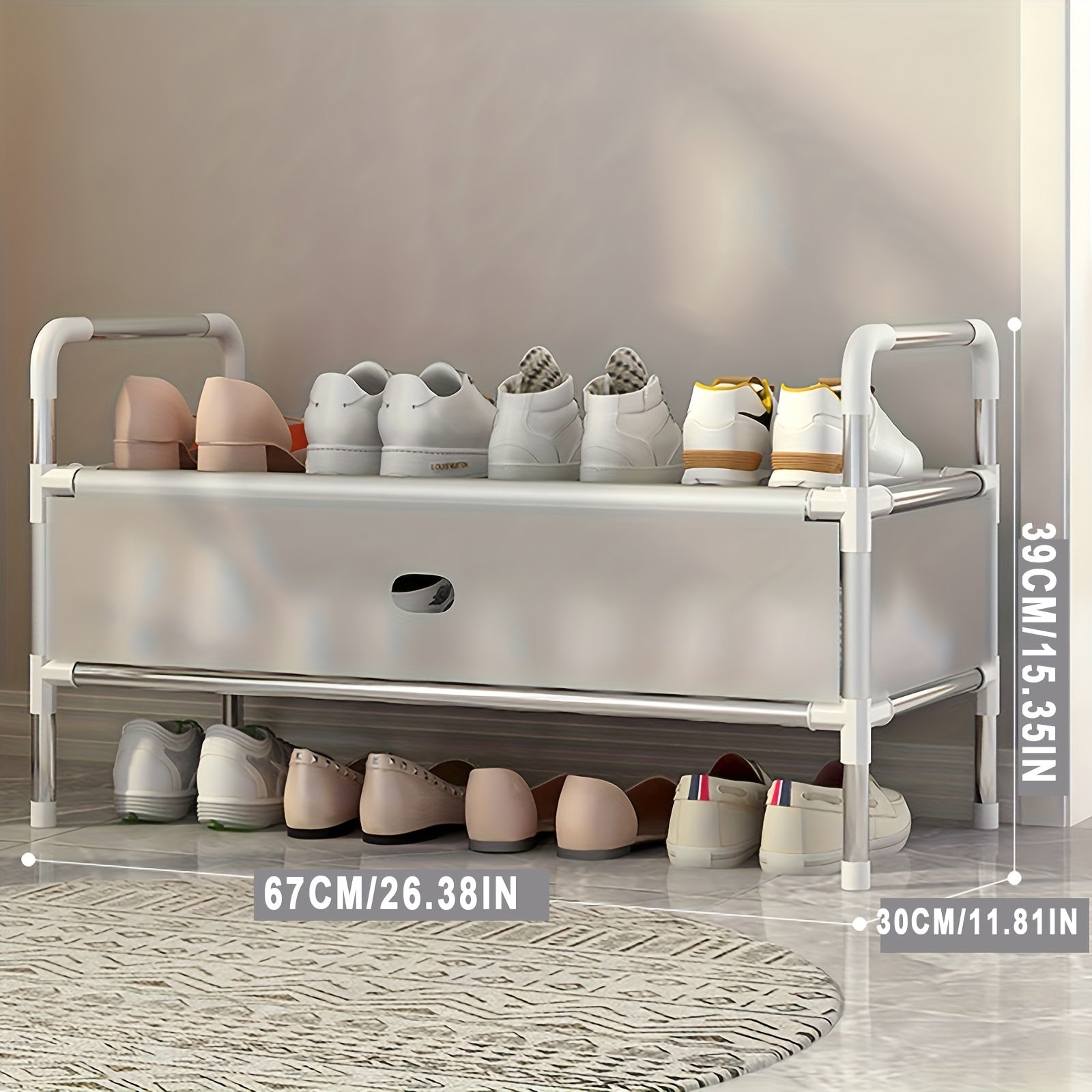 Qopqogʻi changitmaydigan eshiklar bilan ko‘p qatlamli poyabzal javoni, po‘lat ramka, 2-4 qavat