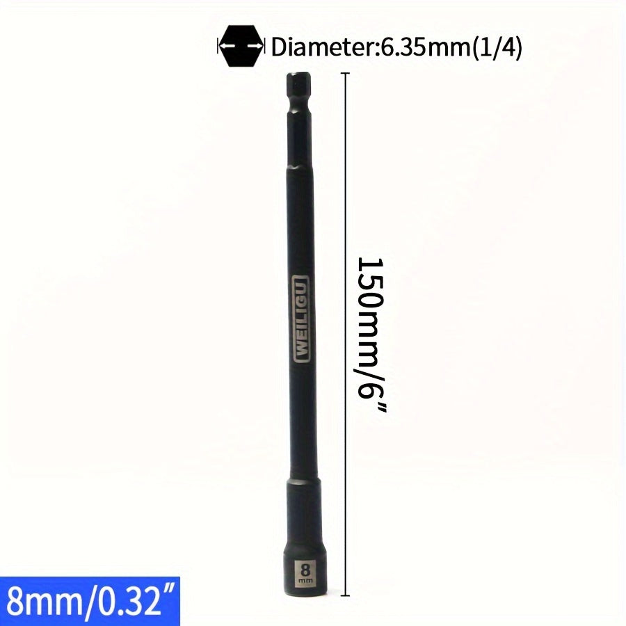 Magnetic Socket Set Black Chrome Vanadium Steel 150mm Extension