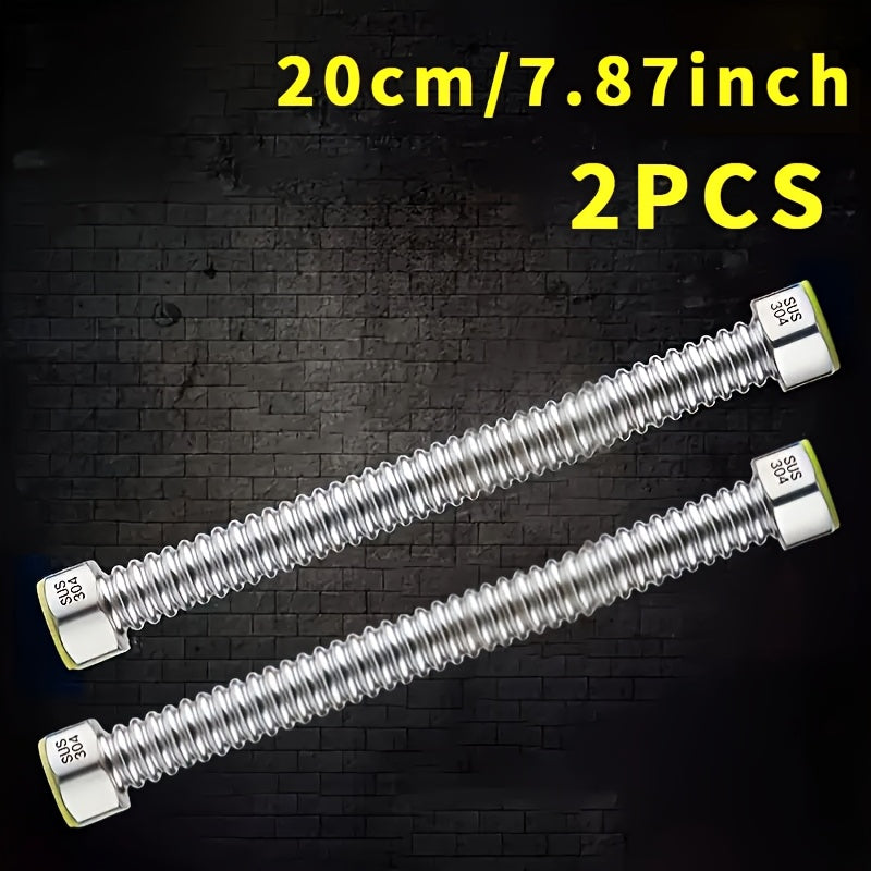 2pcs 304 Stainless Steel Bellows G1/2 Water Inlet Pipe for Toilets and Water Heaters