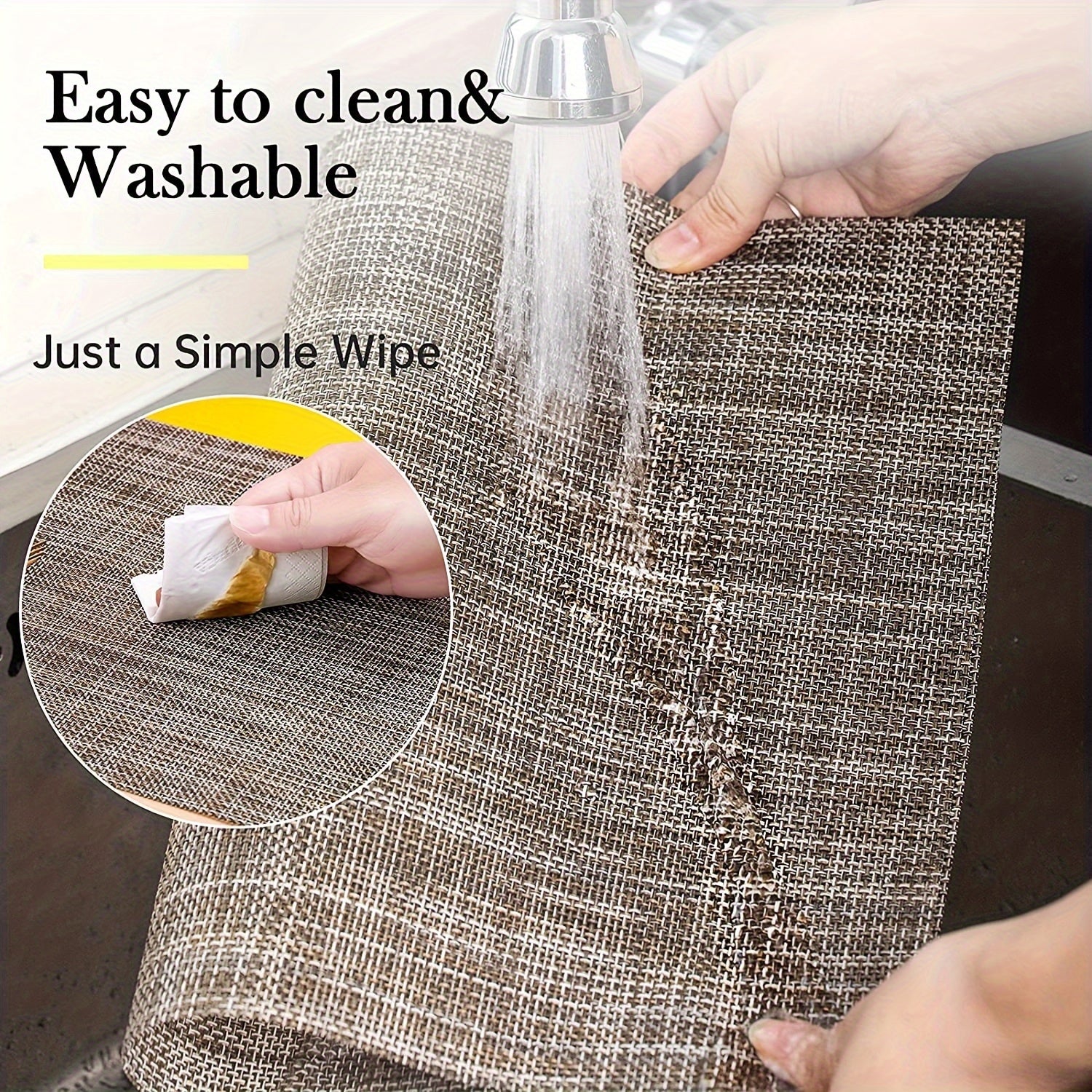 Set of 4 Vinyl Placemats for Dining Table Indoor Outdoor Caramel