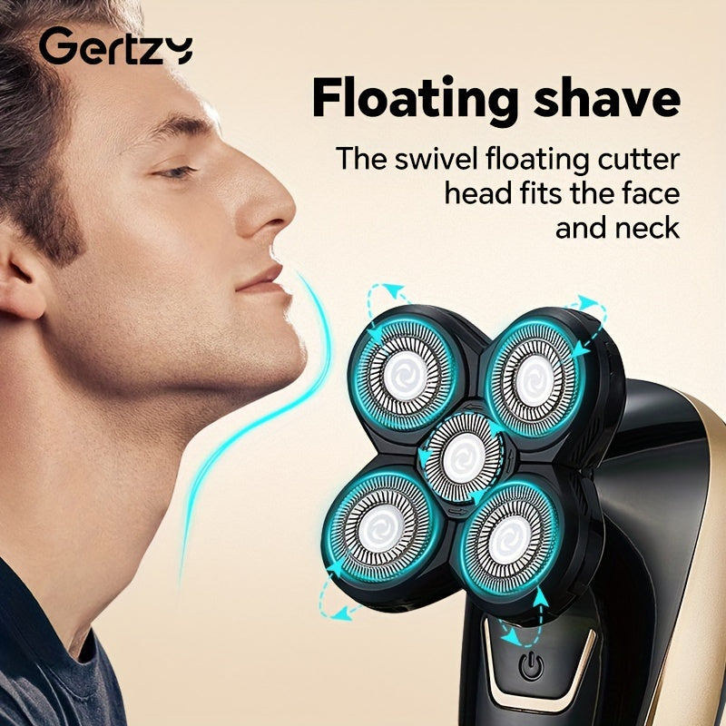 Men's Cordless Electric Head Shaver Wet Dry Rotary 5 Floating Heads