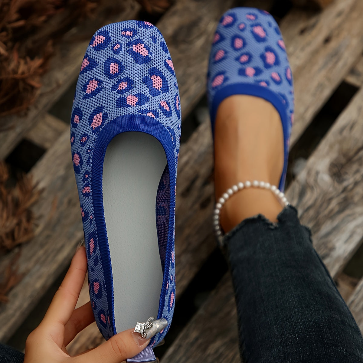 Women's Casual Slip-On Flats Lightweight Breathable TPR Sole