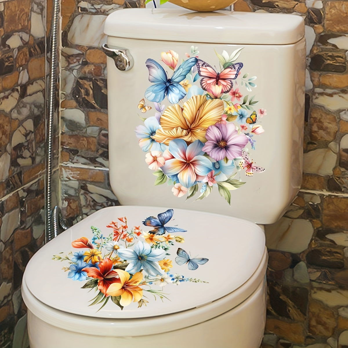 DIY Floral Toilet Seat Stickers Self-Adhesive Ceramic Surface Decal
