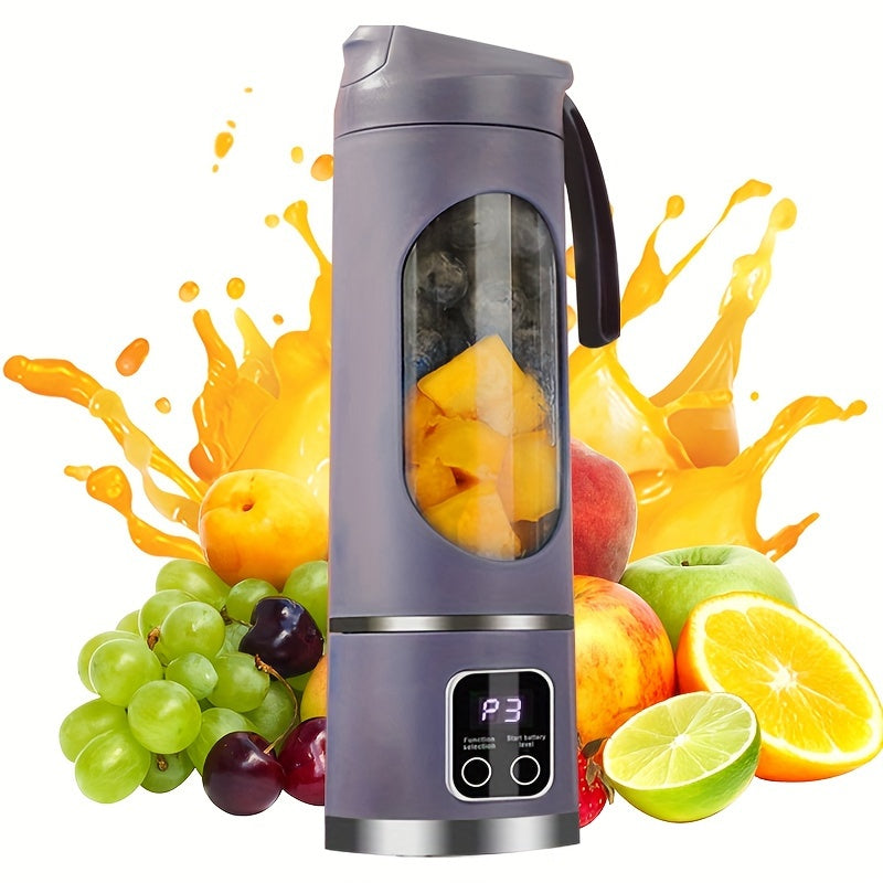 Exprimidor inalámbrico portátil con pantalla LED, 12 cuchillas, capacidad de 450ml