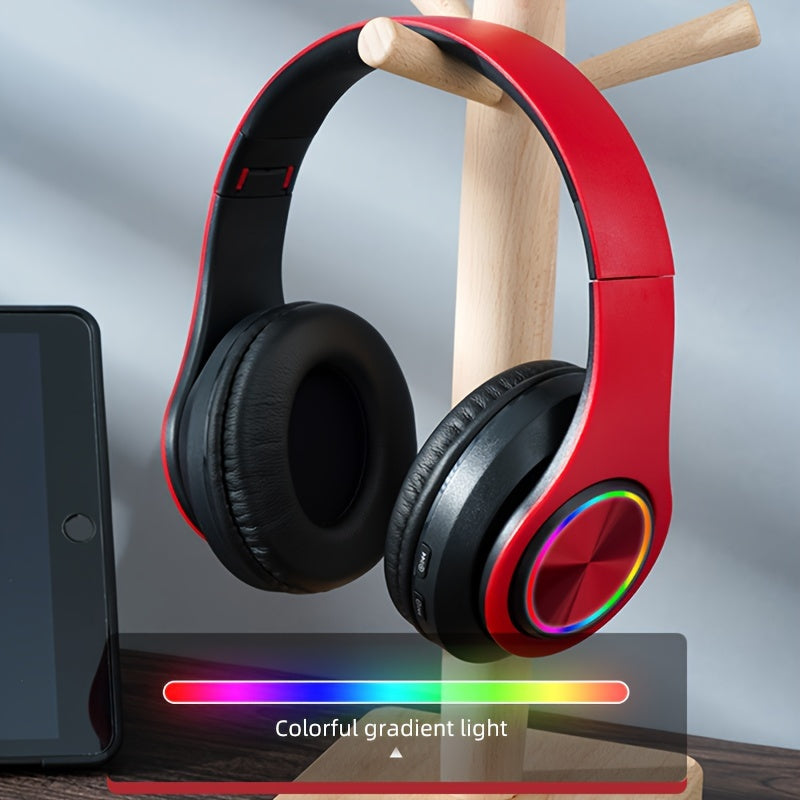 Auriculares inalámbricos para juegos con control de volumen, carga USB, diseño plegable para teléfonos móviles, anime, películas y videojuegos