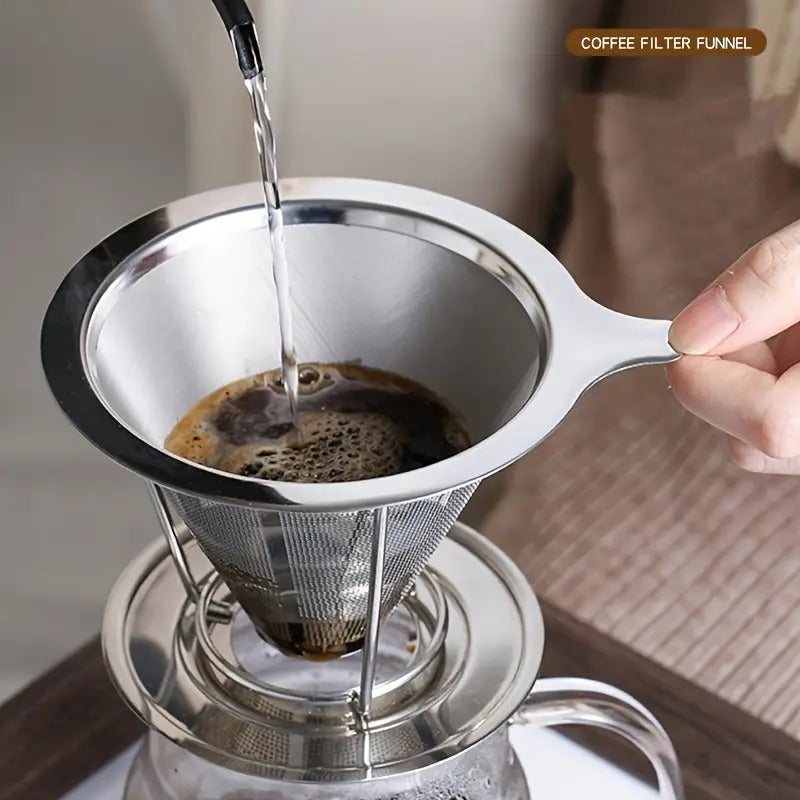 Universal Stainless Steel Pour-Over Coffee Filter Reusable Mesh for Home Office