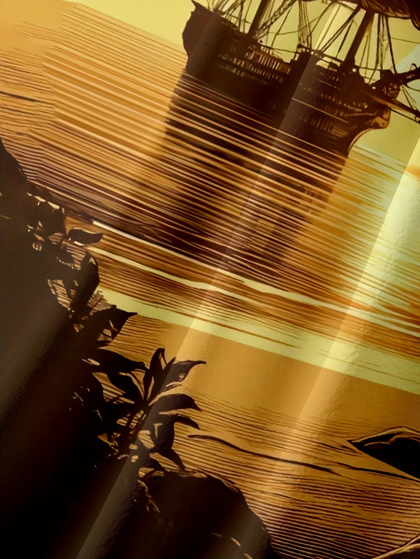 Men's Hawaiian Sunset Sailboat 3D Print Polyester Shirt with Lapel Collar and Pocket