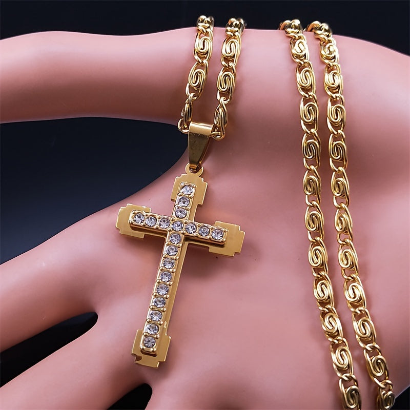 Stainless Steel Cross Necklace for Men Women Elegant Jewelry Gift