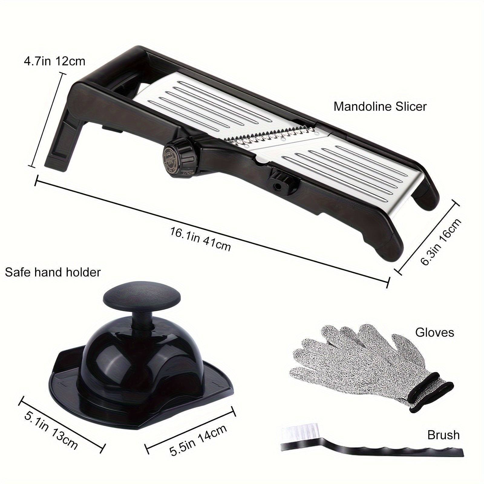 Manual Vegetable Cutter 7-in-1 Stainless Steel Mandoline Slicer with Hand Guard