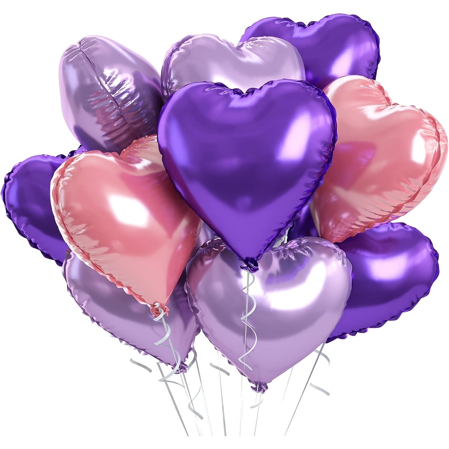 10-Pack Heart-Shaped Aluminum Foil Balloons for Valentine's Day Birthdays and Celebrations