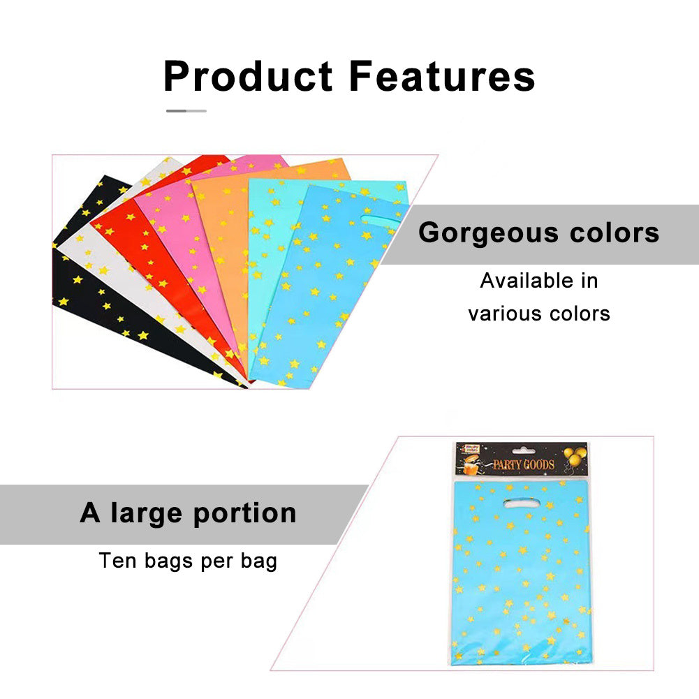 Набор из 70 многоразовых подарочных пакетов с рисунком в виде звезд и ручками, разных цветов; идеально подходит для дней рождения, хранения и праздников