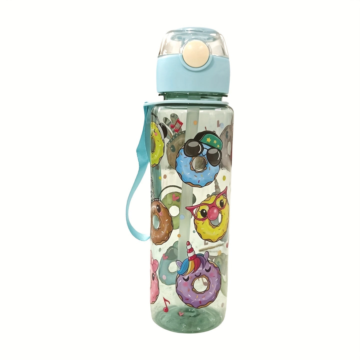 Cute Donut Design Water Bottle 700ml BPA-Free High-Temp Resistant Portable Leak-Proof Outdoor Use