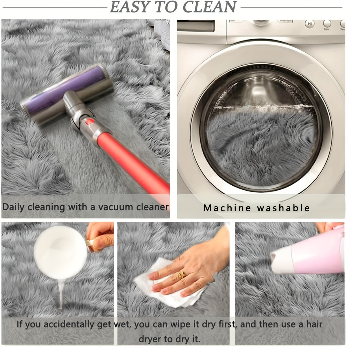 Purple Faux Fur Round Rug Soft Cozy Floor Mat for Living Room Bedroom